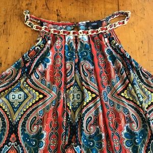 Leebe printed tank top with gold chain detail